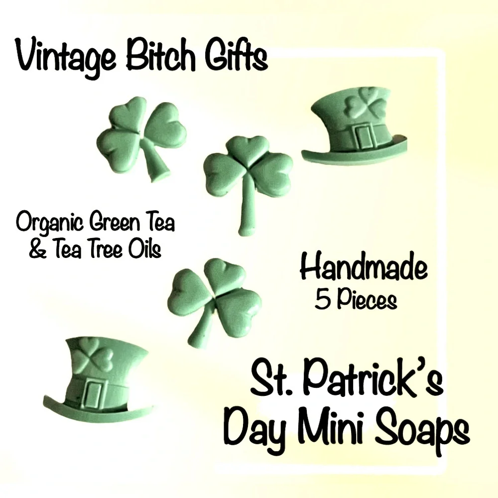 St. Patrick’s Day Mini Soaps 5 PCs VintageBitch Gifts Irish Handmade Organic